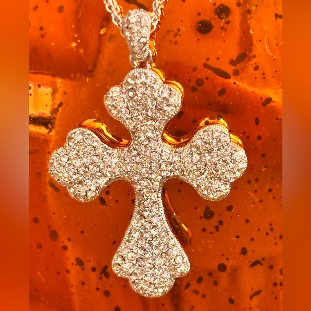 NADRI Cross Pave Necklace on Double Chain